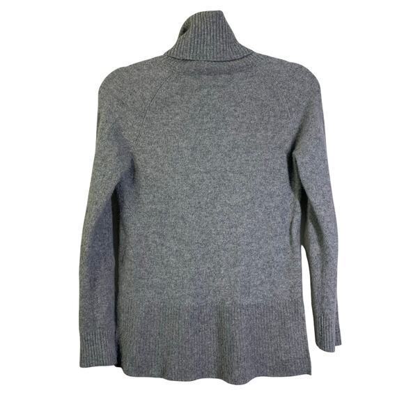 41 HAWTHORNE Sweater Porella Small Gray Cashmere Ribbed Turtle Neck High Low Hem - Picture 2 of 12